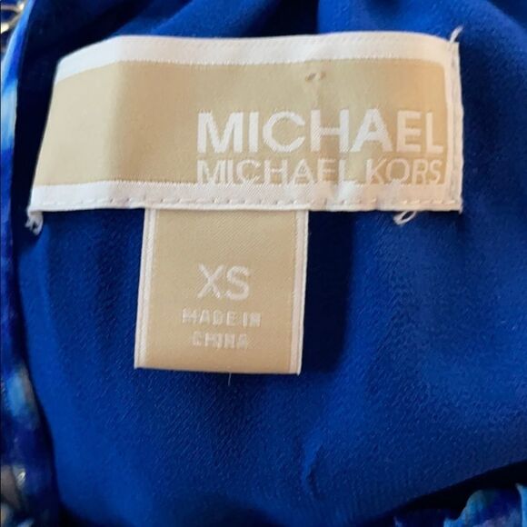 Michael Michael Kors Blue Printed Midi Dress Sz XS - Picture 9 of 10